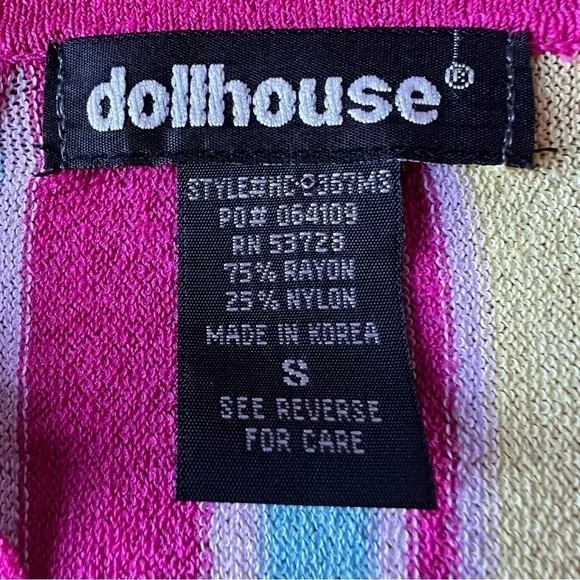 Dollhouse Women’s Retro 70s Barbie Style Multicolor Striped Collared Top, Small - Picture 8 of 9